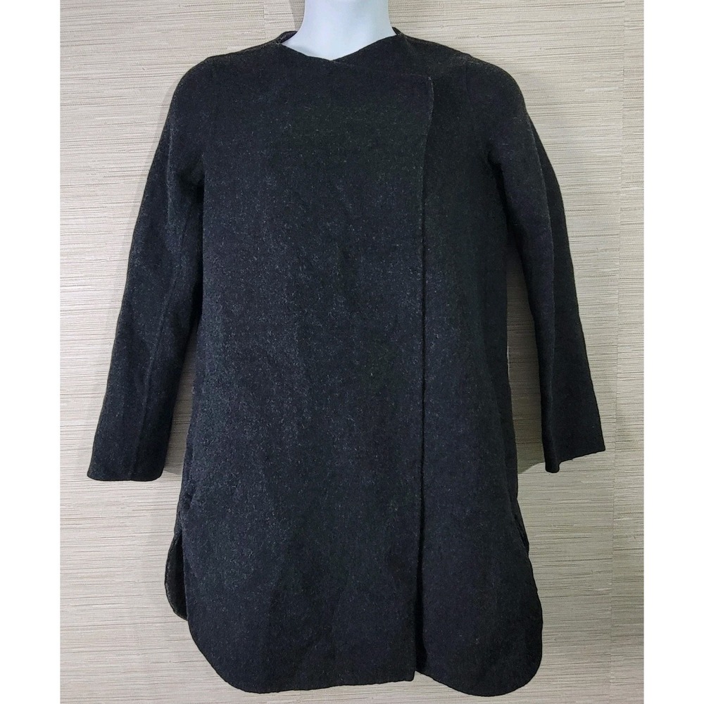 Vince Women's Wool Blend Long Coat‎ Gray Open Front Size M Medium Flaws *Read*